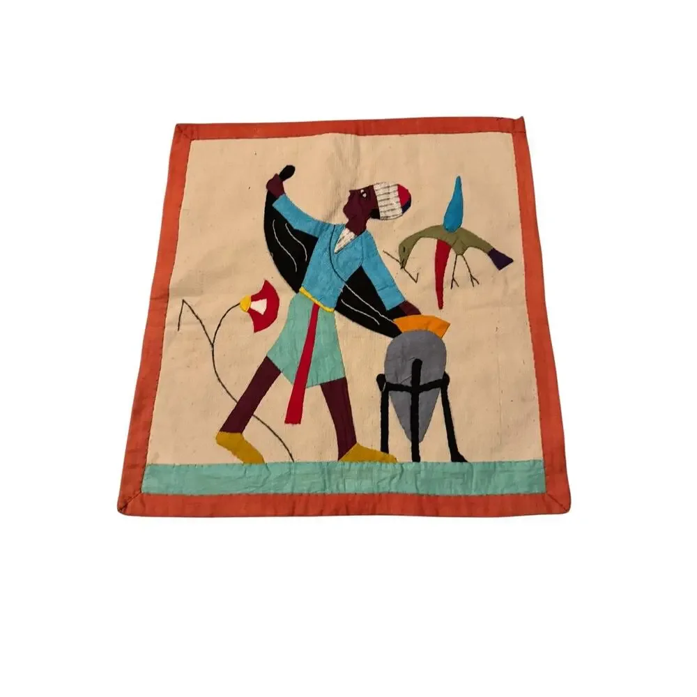 Vintage Egyptian Khayamiya Appliqué Textile Panels‎ Set of 5 Donkey Camel Villa